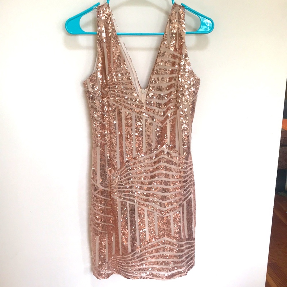 Pink sequin mini dress